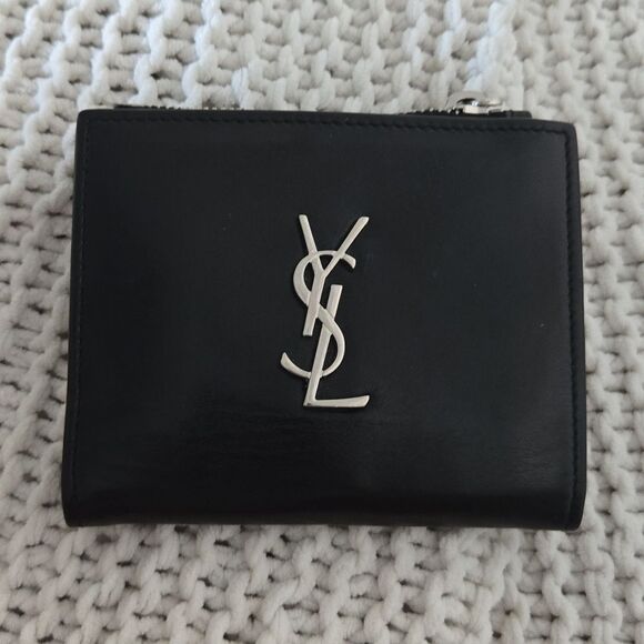 Yves Saint Laurent Leather Compact Wallet - Picture 1 of 8